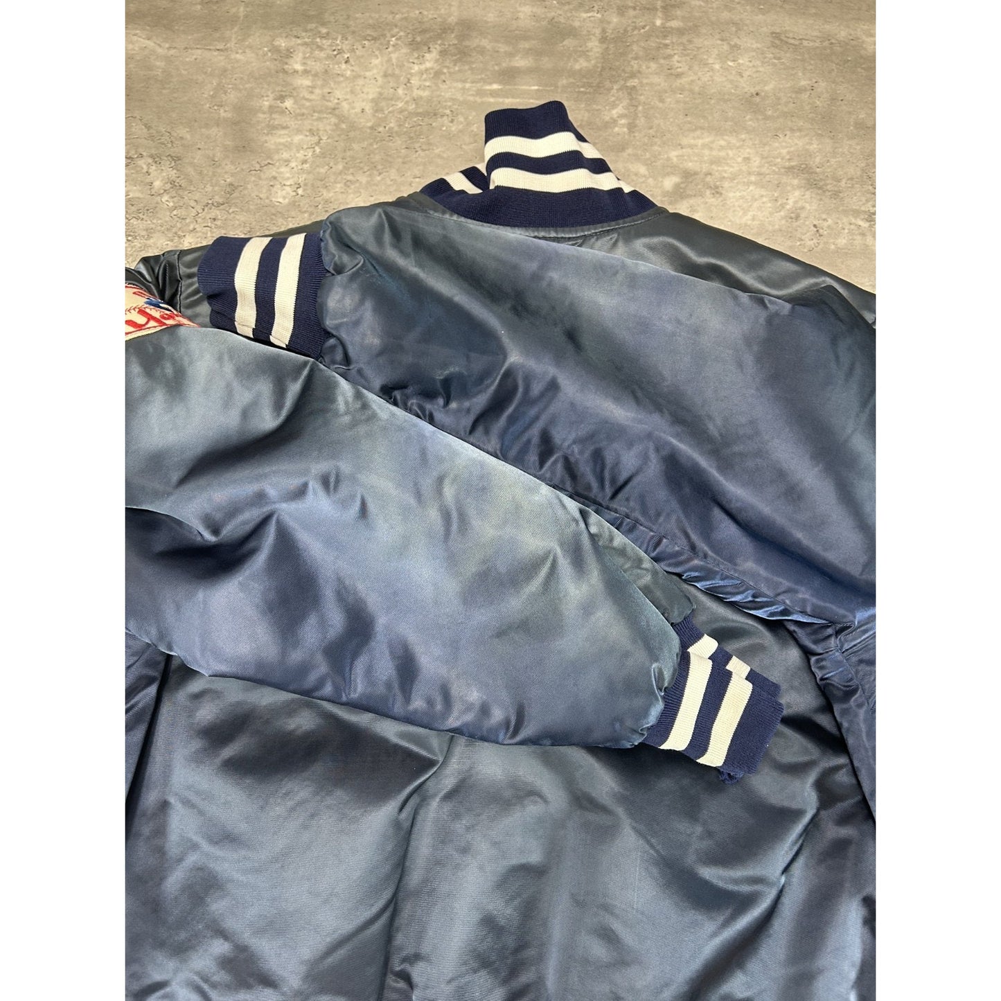 Vintage 90s New York Yankees MLB Embroidered Spellout Satin Bomber Jacket Sz XXL