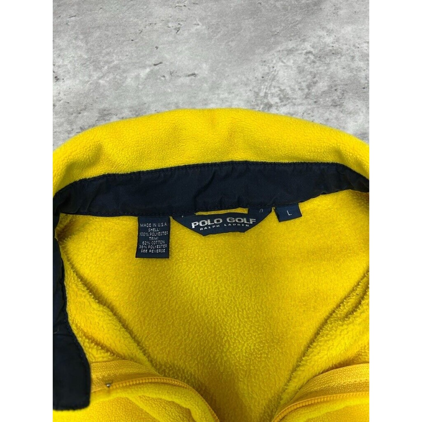 Vintage 90s Polo Golf Ralph Lauren Full Zip Fleece Sweatshirt Size Large Yellow