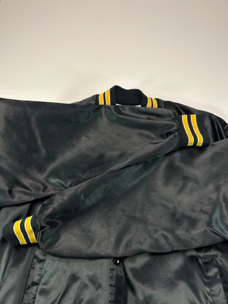 Vintage 80s Pittsburgh Steelers NFL Satin Varsity Chalk Line Jacket Size Large