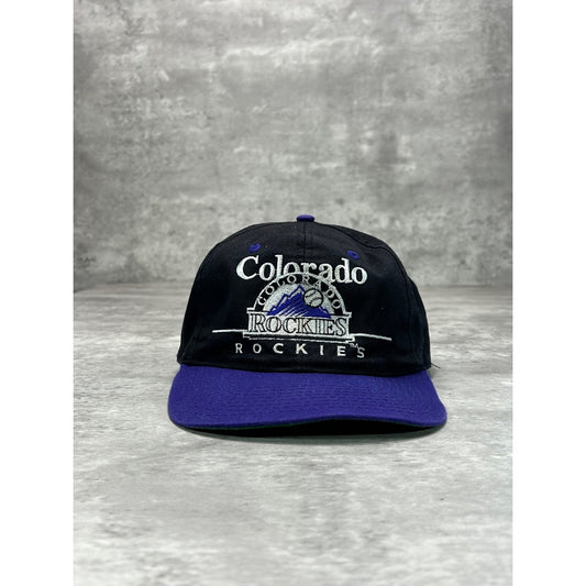 Vintage Colorado Rockies MLB Embroidered Spellout Logo Snapback Hat OSFA
