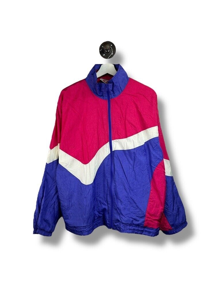 Vintage 90s Team USA Embroidered Full Zip Nylon Windbreaker Jacket Size XL