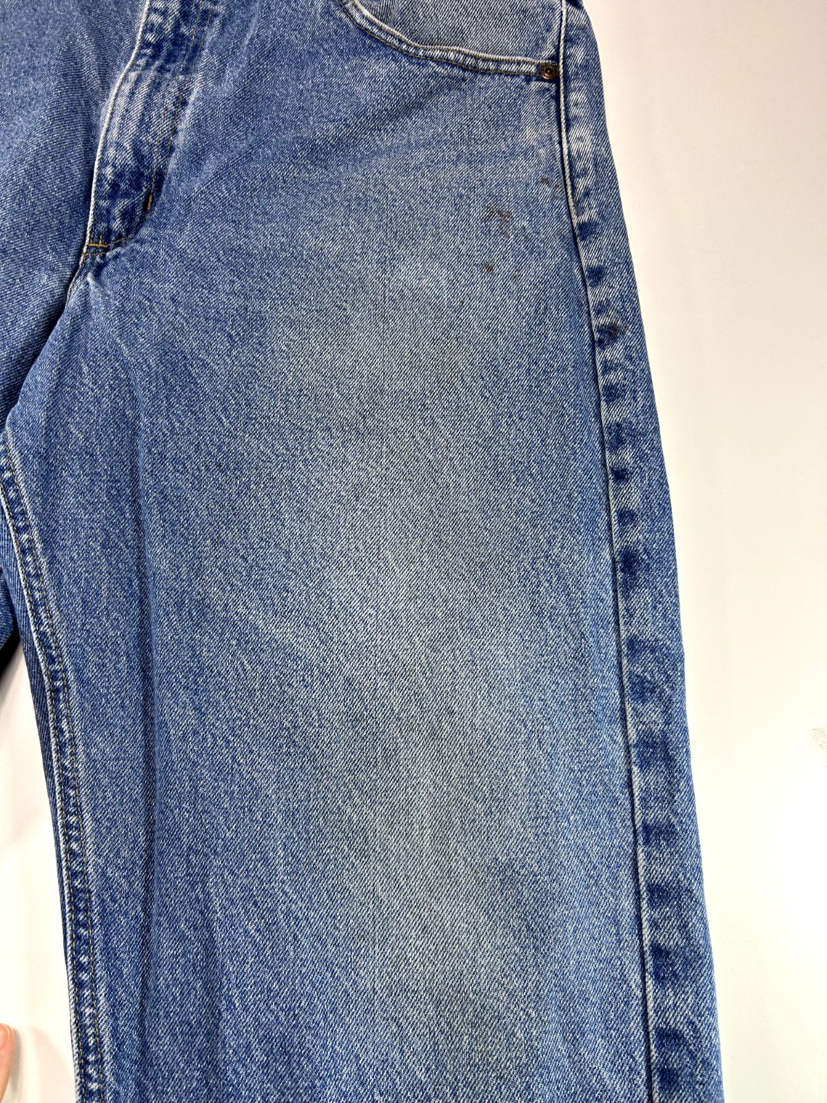 Vintage 90s Carhartt Medium Wash Denim Work Wear Pants Size 36W B17 DST