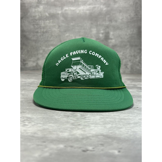Vintage 90s Nagle Paving Company Graphic Spellout Trucker Snapback Hat OSFA