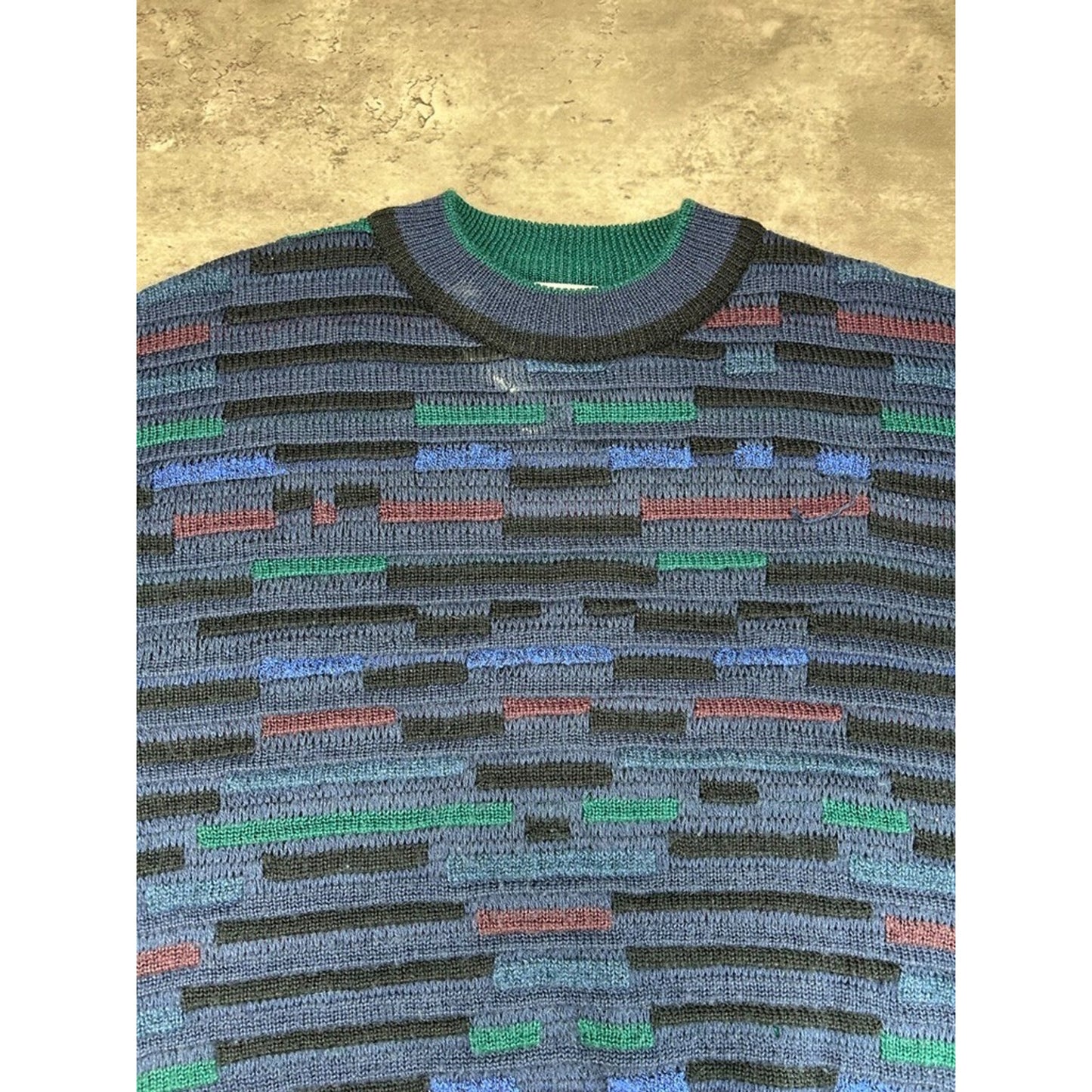 Vintage 90s Brian MacNeil 3D Striped Pullover Ribbed Knit Sweater Size Medium