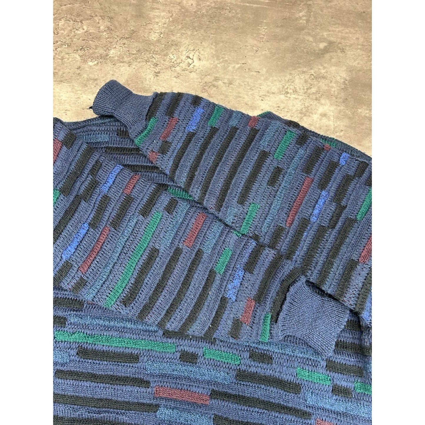 Vintage 90s Brian MacNeil 3D Striped Pullover Ribbed Knit Sweater Size Medium