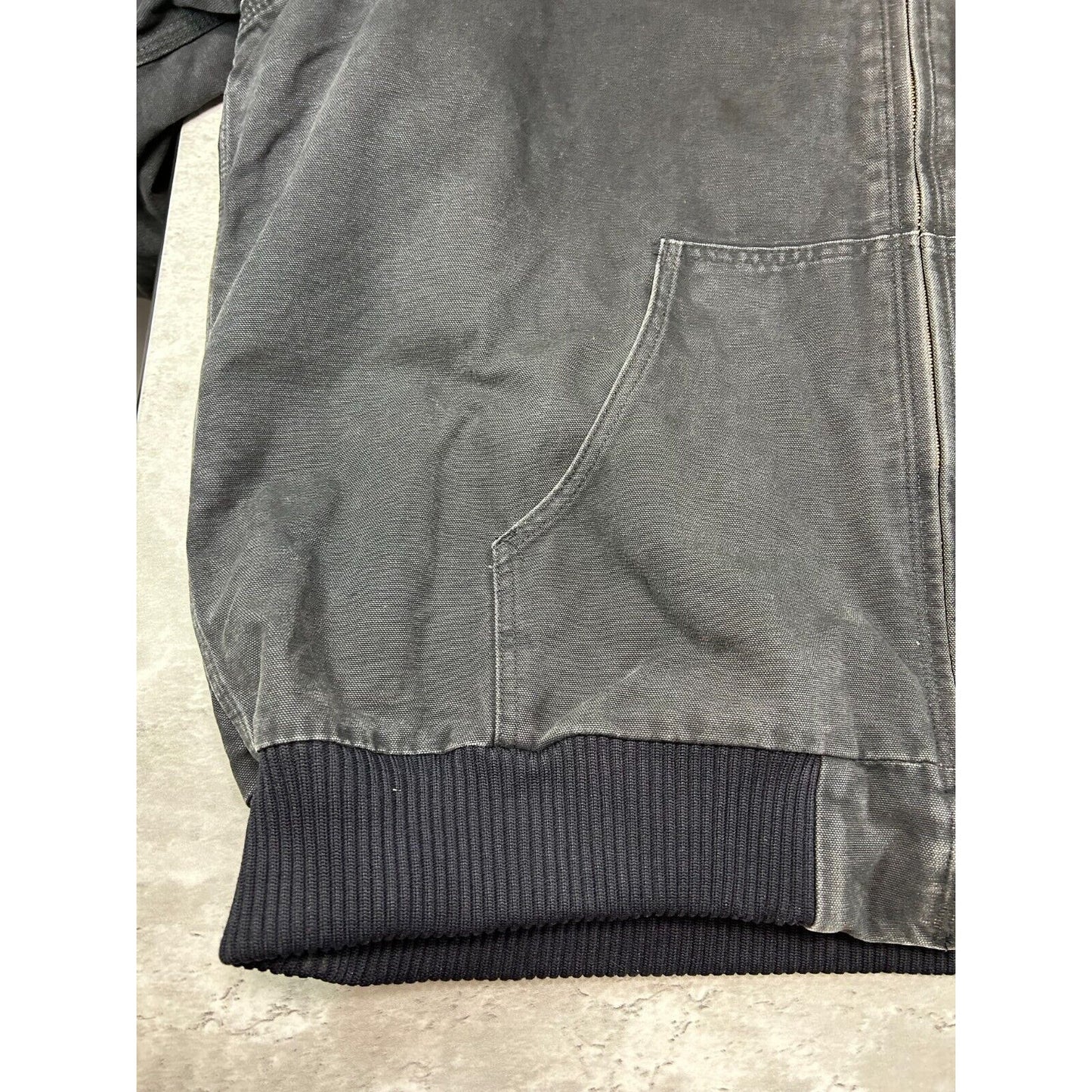 Vintage Carhartt Quilted Lined Canvas Work Wear Hooded Bomber Jacket Size XL