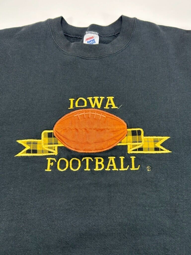 Vintage 90s Iowa Hawkeyes NCAA Football Graphic Collegiate Sweatshirt Size Large