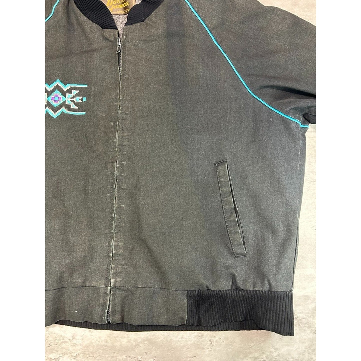 Vintage David James Fleece Lined Aztec Canvas Workwear Jacket Size XL