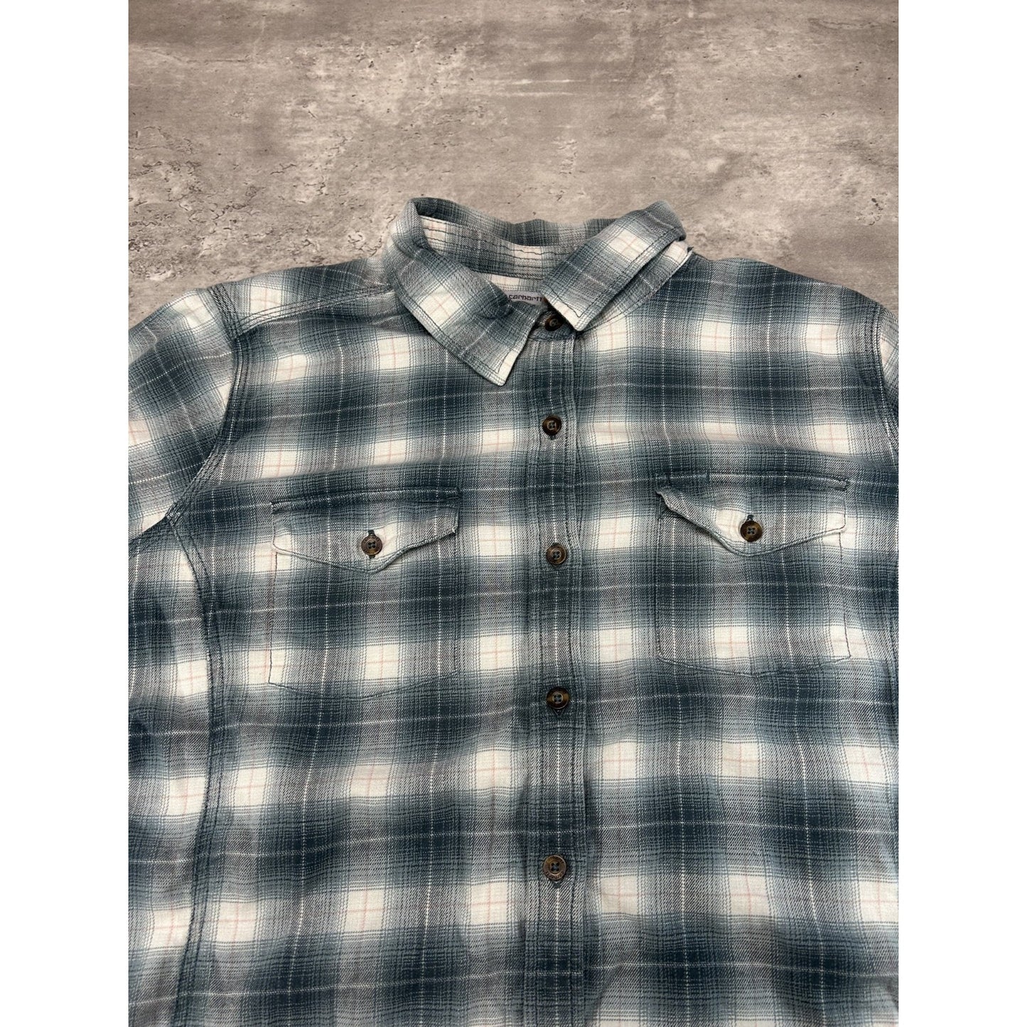 Vintage Womens Carhartt Workwear Plaid Long Sleeve Workwear Button Up Shirt 2XL