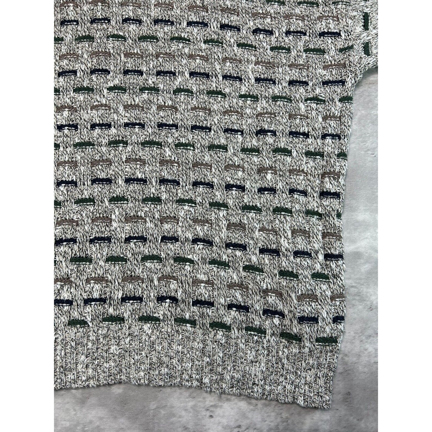 Vintage Timber Trail Abstract Print 1/4 Pull Over Ribbed Knit Sweater Size XL