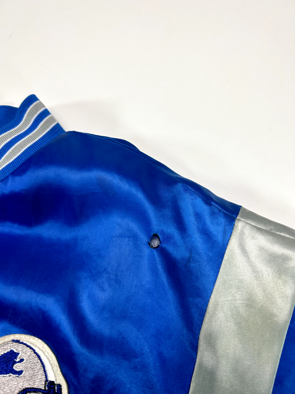 Vintage 80s Detroit Lions NFL Satin Varsity Bomber Football Jacket Size Large