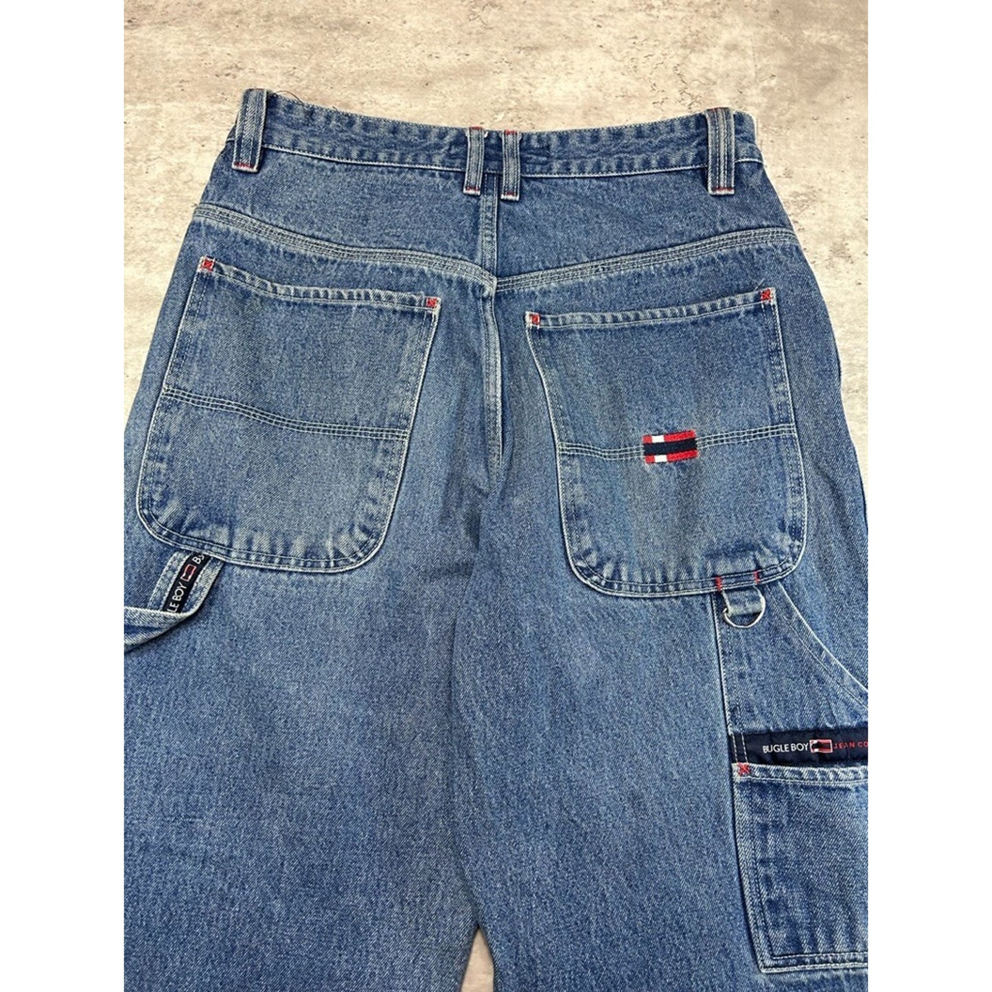 Vintage Y2K Bugle Boys Baggy Fit Medium Wash Denim Carpenter Pants Size 32 Blue