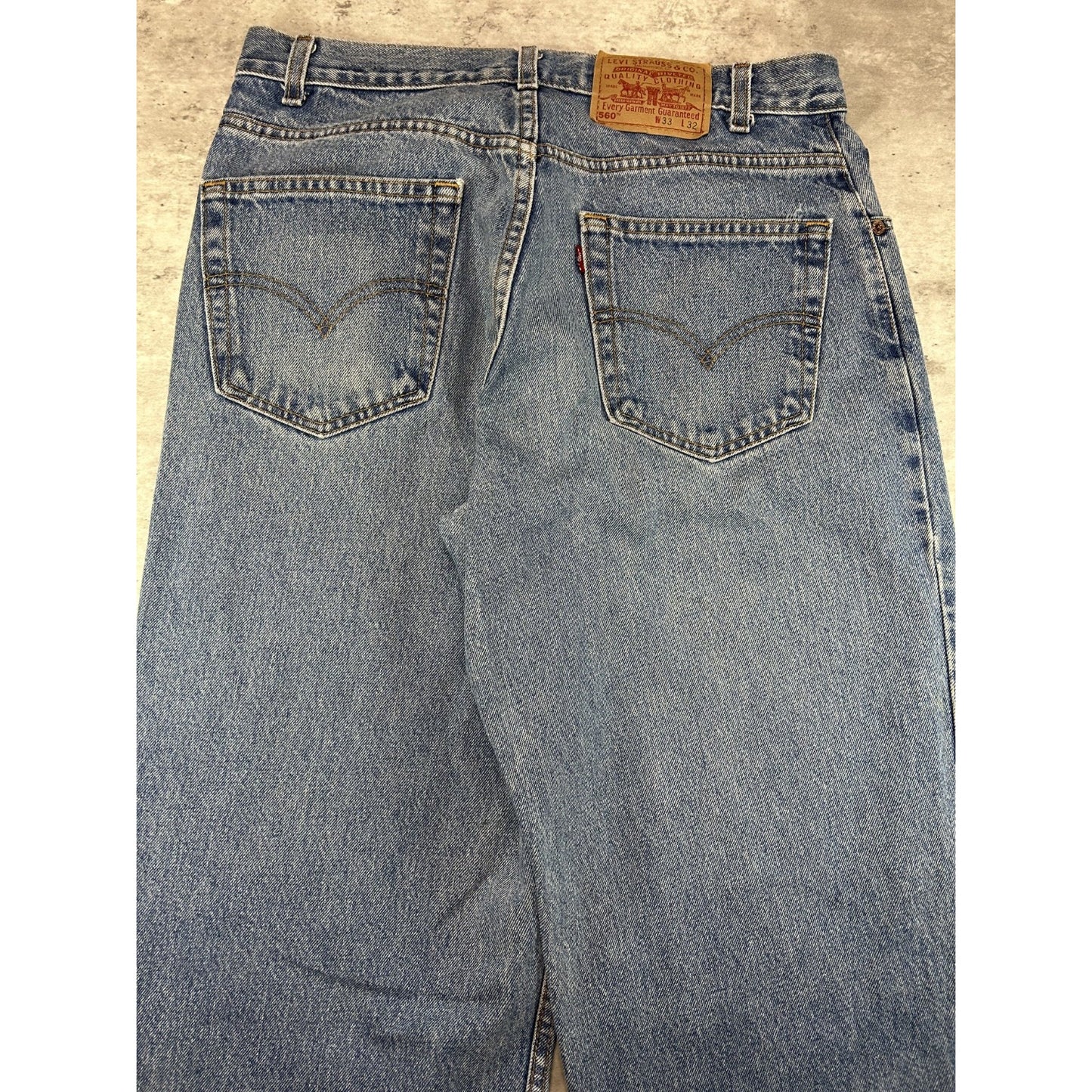 Vintage 90s Levis Red Tab 560 Light Wash Baggy Fit Denim Pants Size 32 Blue