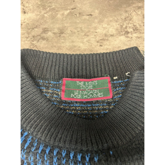 Vintage 80s/90s Abstract Print Pullover Ribbed Knit Sweater Size XL