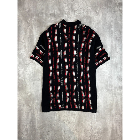 Vintage 90s Coogi 3D Knit Short Sleeve Collared 1/4 Button Sweater Size XXL