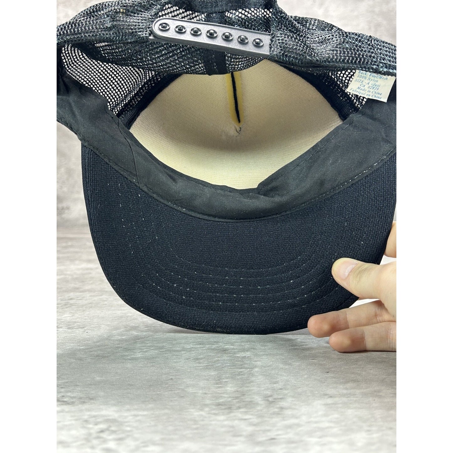 Vintage 1980s Jack Daniels Graphic Spellout Logo Trucker Snapback Hat OSFA Black