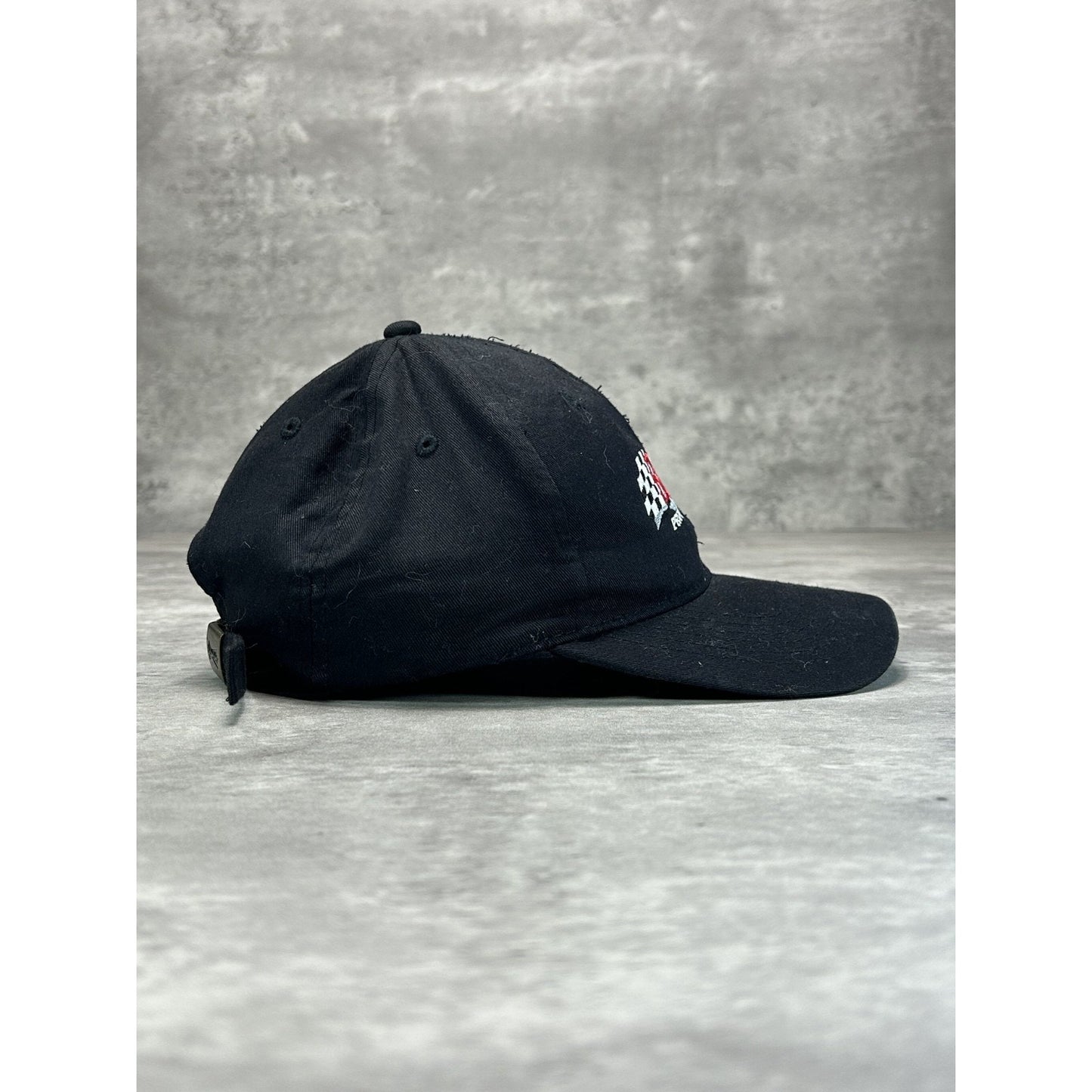 Vintage Budweiser Racing Embroidered Spellout Nascar Strapback Hat OSFA Black