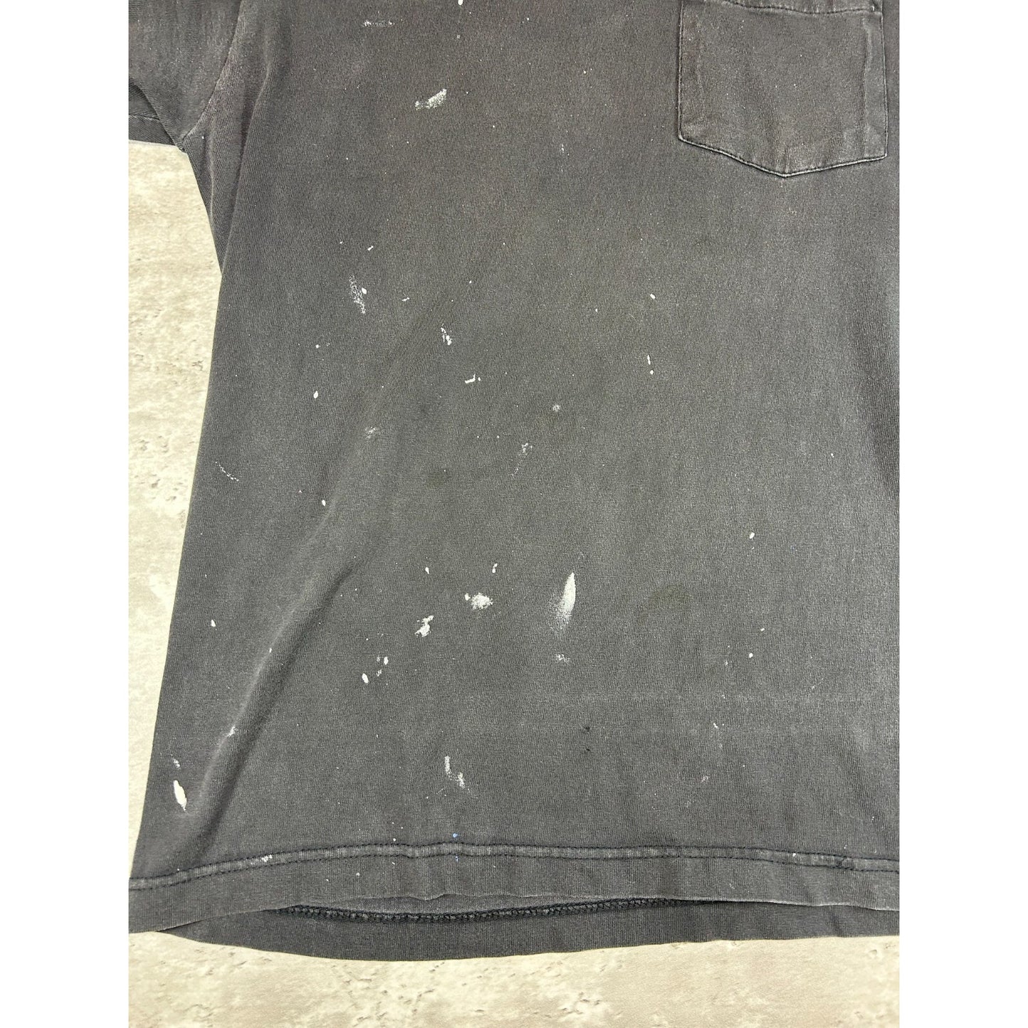 Vintage 80s/90s Distressed Blank Pocket T-Shirt Size Medium Black