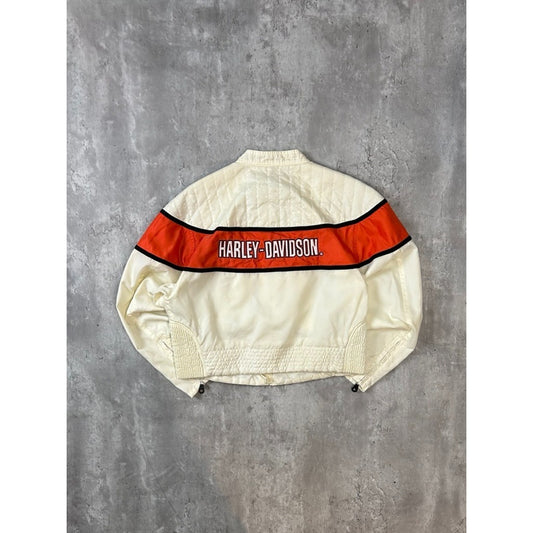 Vintage Womens Harley Davidson Embroidered Logo Full Zip Cafe Racer Jacket Large
