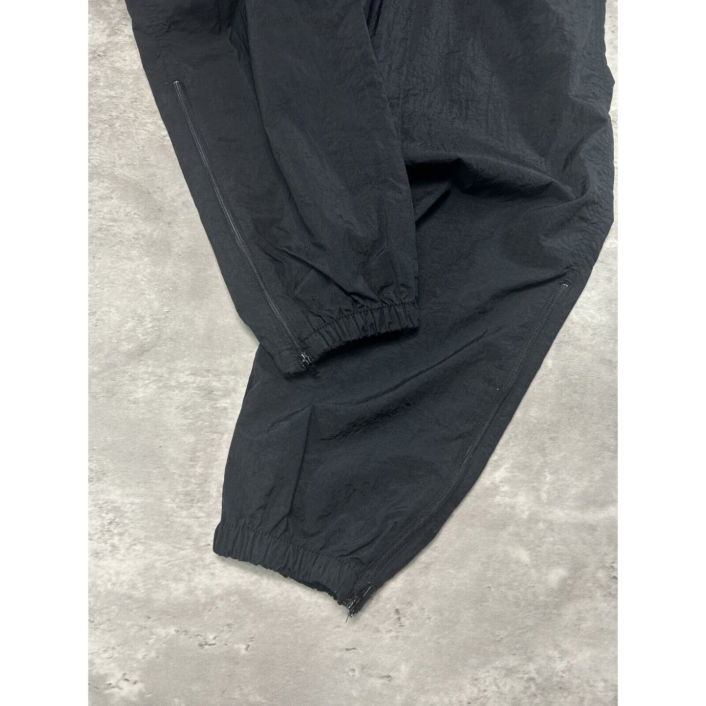 Vintage 90s Nike Tonal Embroidered Swoosh Nylon Track Pants Size Large Black