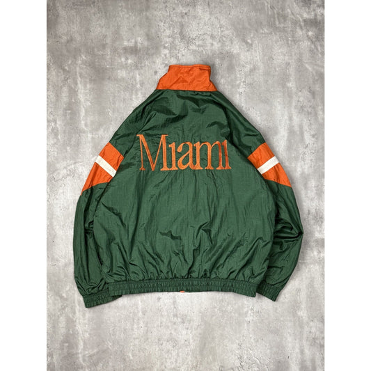 Vintage 90s Miami Hurricanes NCAA Embroidered Windbreaker Jacket Size 2XL