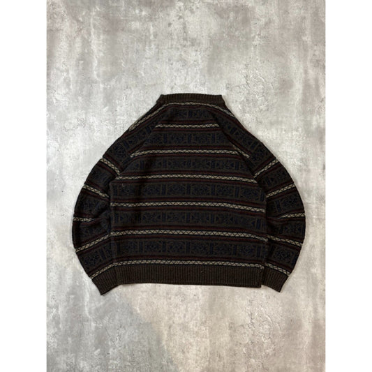 Vintage George Beene Striped Print Pullover Knit Sweater Size XL