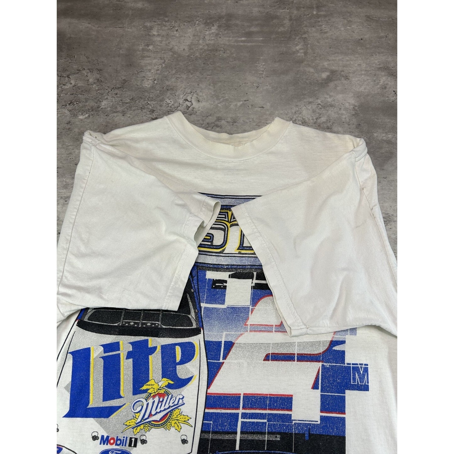 Vintage Rusty Wallace #2 Nascar Miller Lite Big Graphic T-Shirt Size Large White