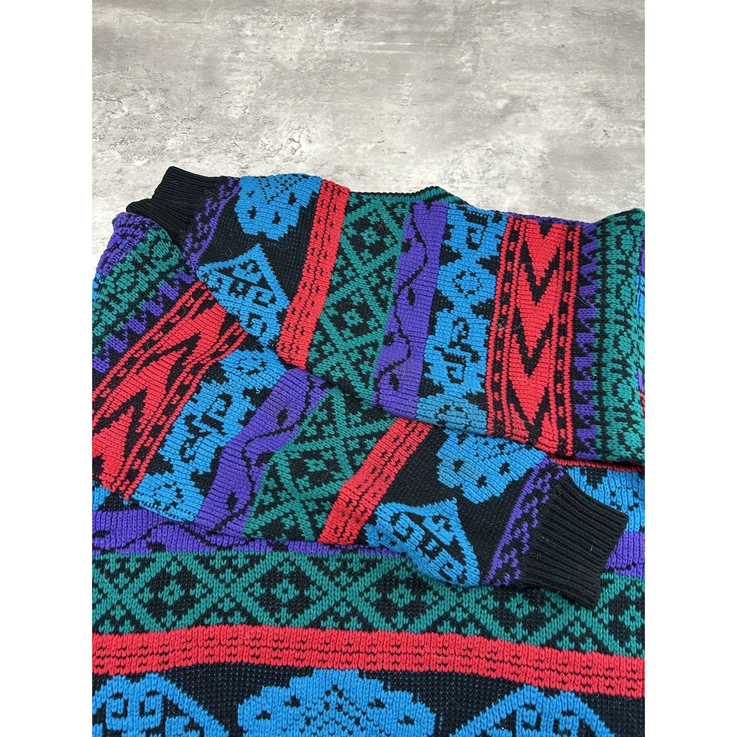 Vintage 80s/90s Bolt Abstract Striped Pullover Knit Sweater Size Large