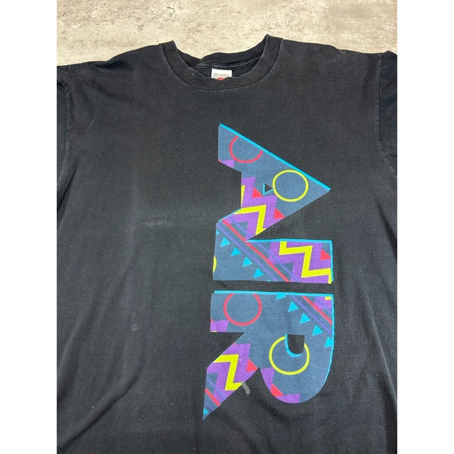 Vintage 80s/90s Nike Air Abstract Print Spellout T-Shirt Size XXL Black