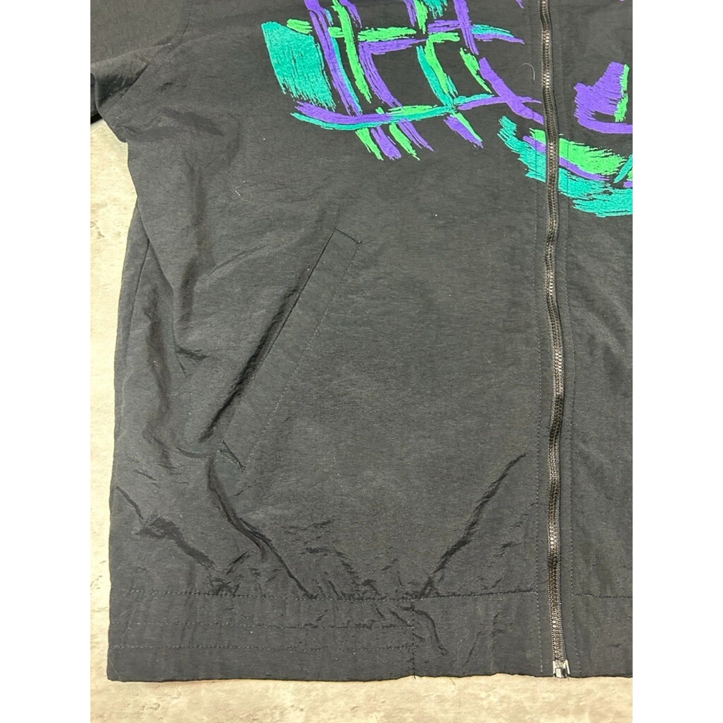 Vintage 80s/90s Fila Full Zip Nylon Windbreaker Jacket Size XL Black