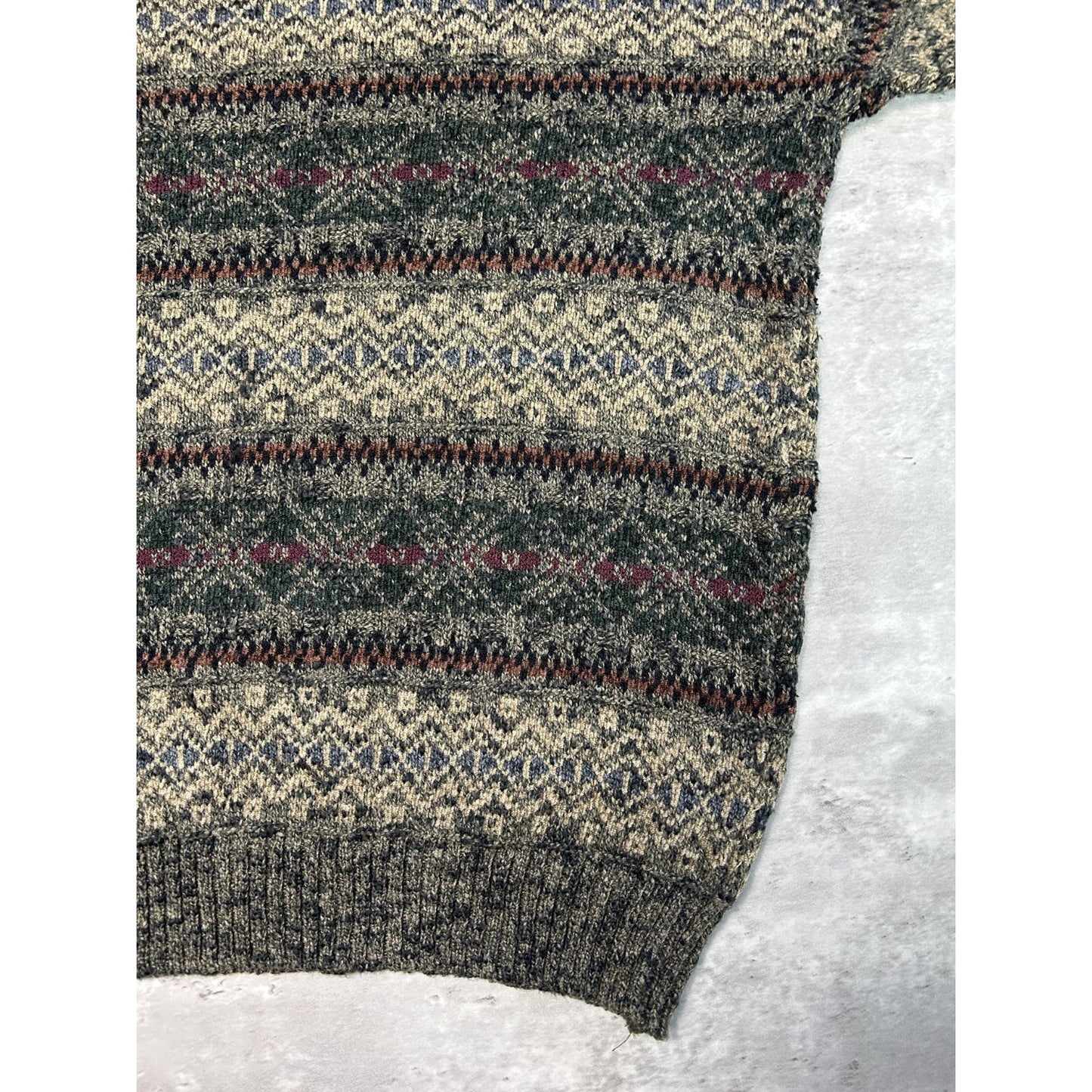 Vintage 90s Dockers Striped Print Pullover Knit Sweater Size XL