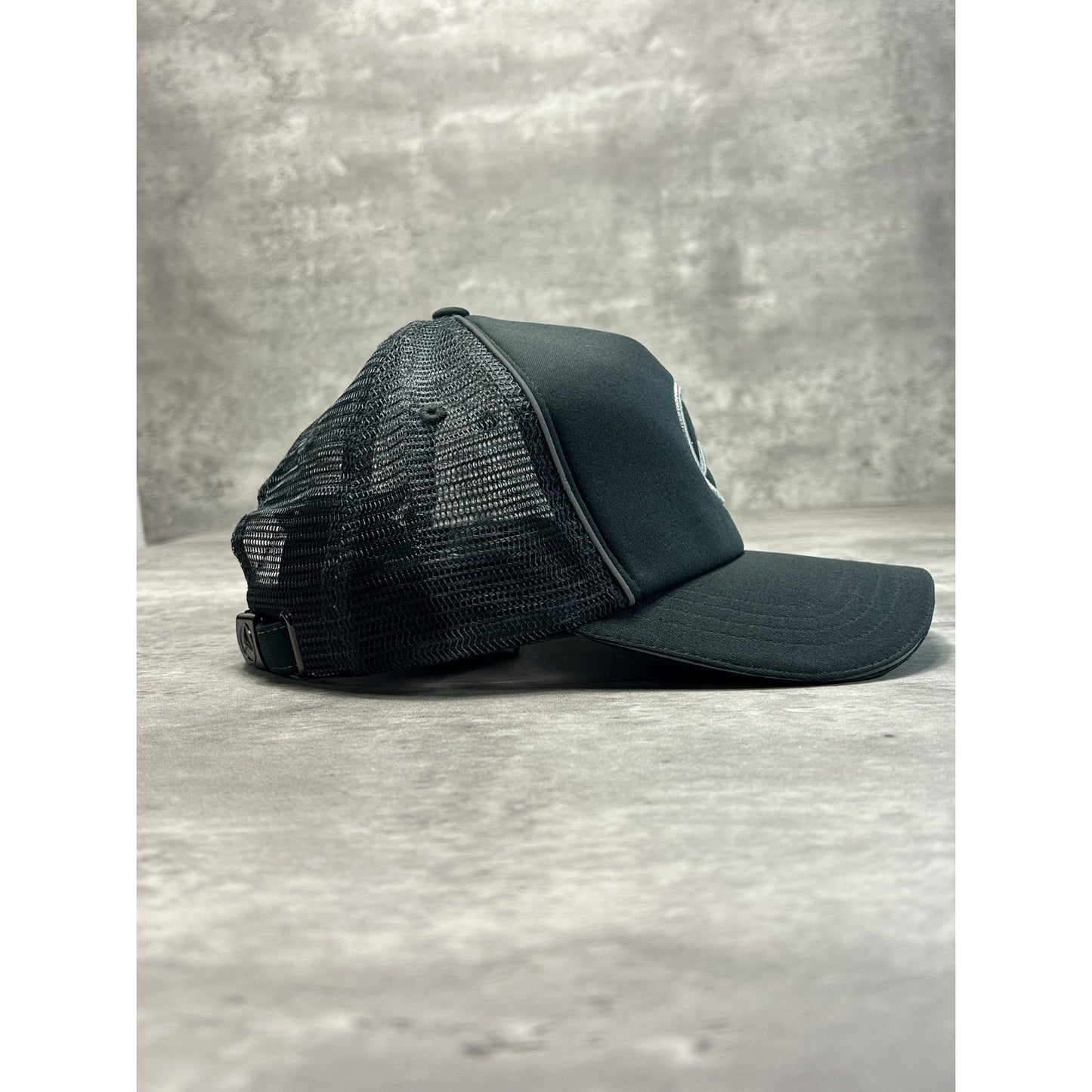 Vintage Mercedes Benz Embroidered Logo Trucker Strapback Hat OSFA