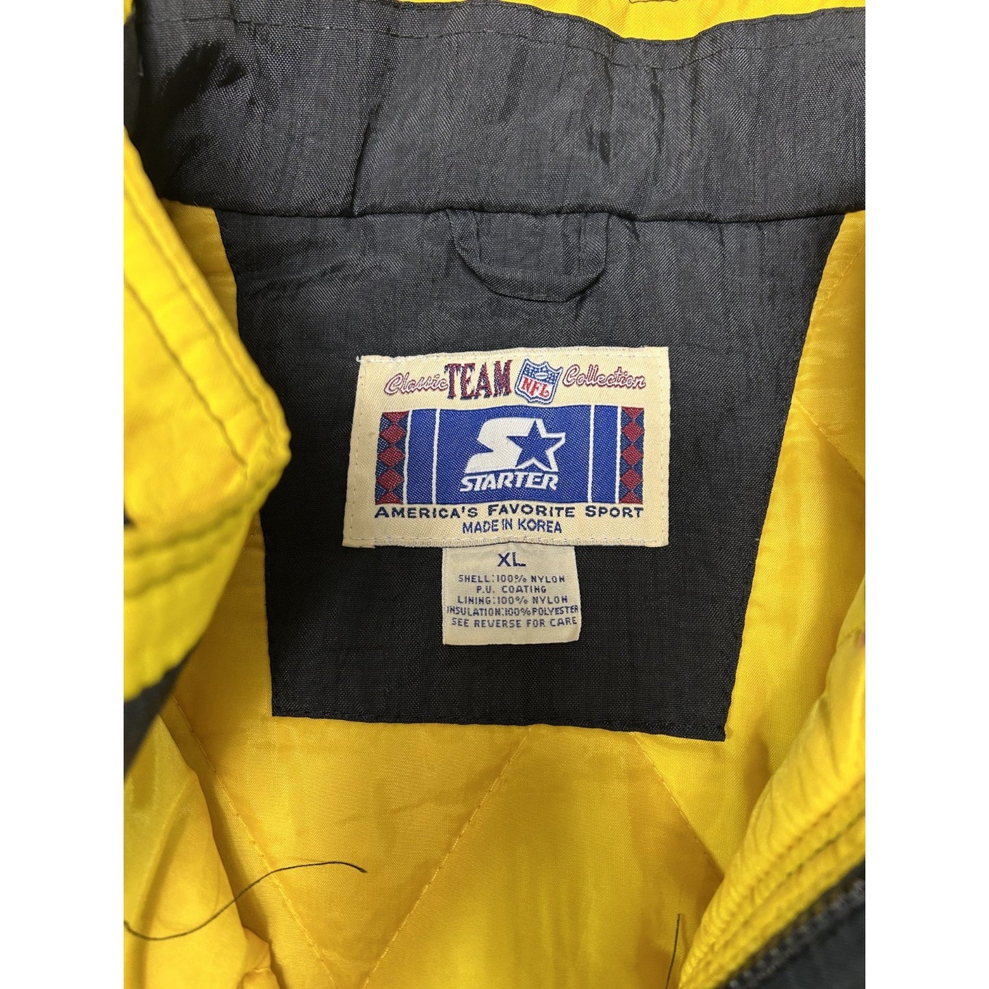 Vintage 90s Pittsburgh Steelers NFL Insulated Starter Split Back Jacket Size XL