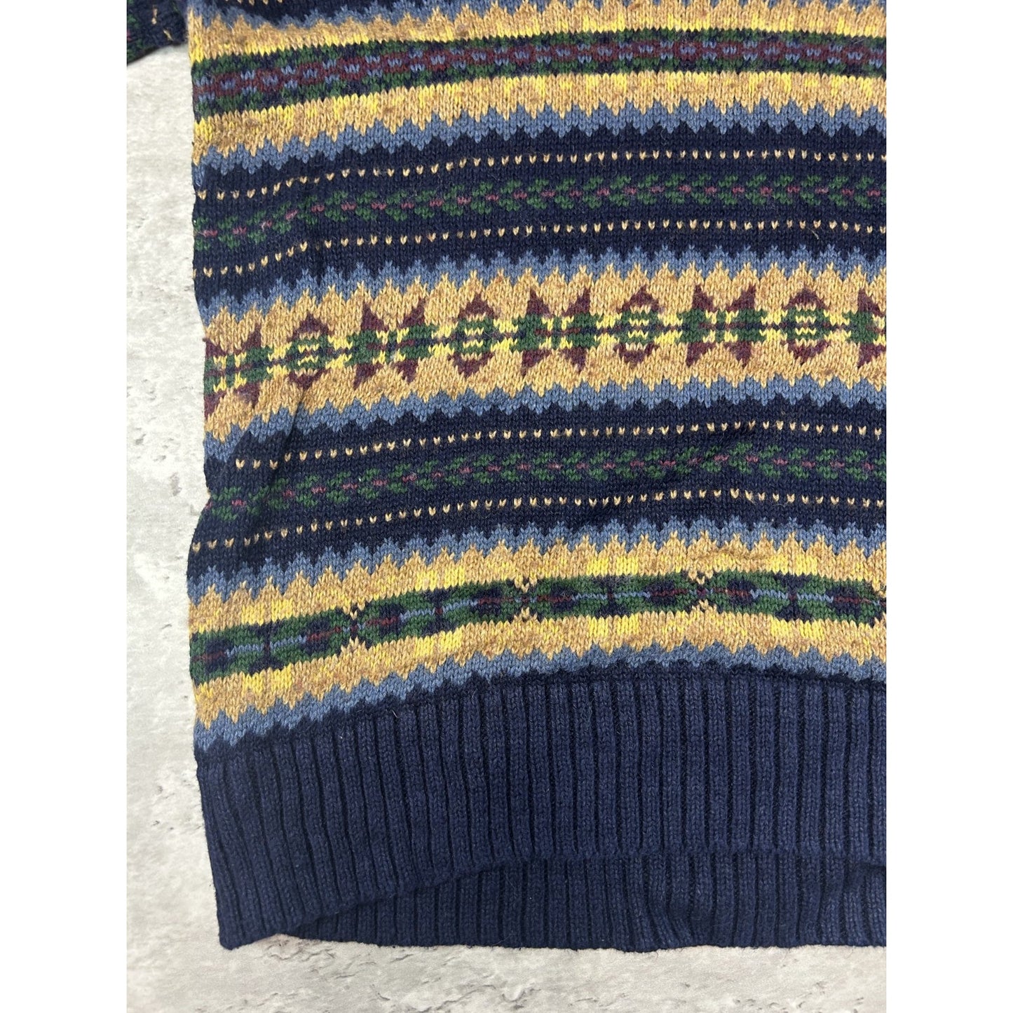 Vintage 90s Polo Ralph Lauren Abstract Striped V-Neck Knit Sweater Size Small