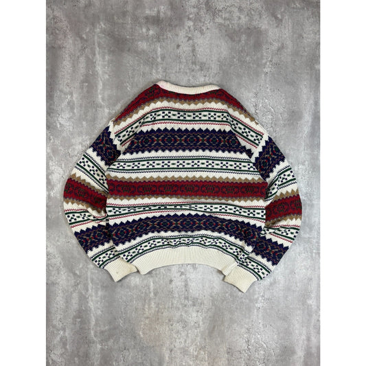 Vintage 90s Knights Of Round Table Abstract Striped Knit Sweater Size Large