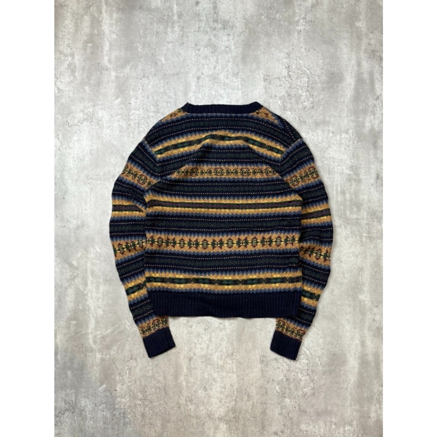 Vintage 90s Polo Ralph Lauren Abstract Striped V-Neck Knit Sweater Size Small
