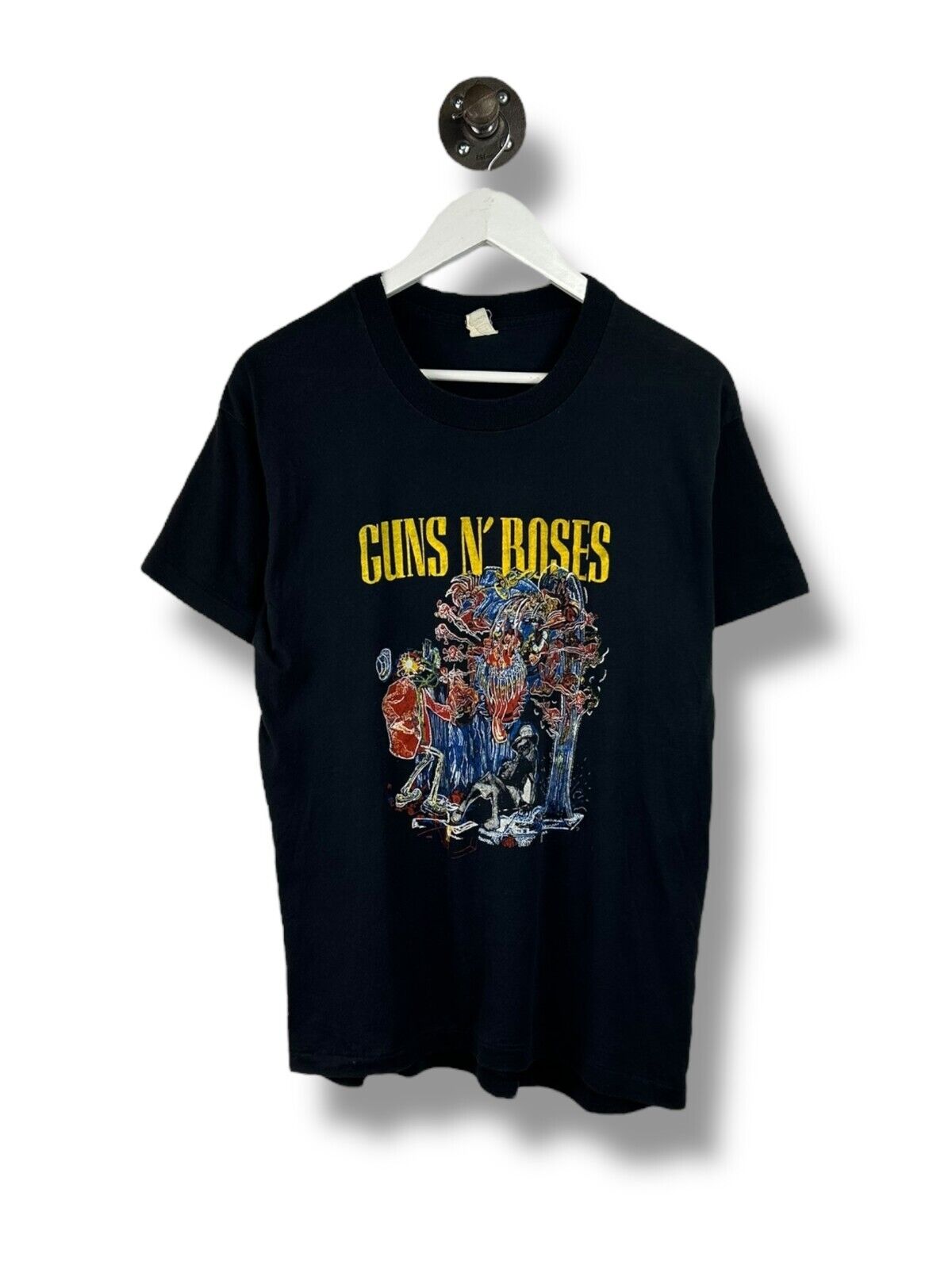 Vintage 80s Guns & Roses Use Your Illusion Tour Rock And Roll Music T-Shirt Size Large