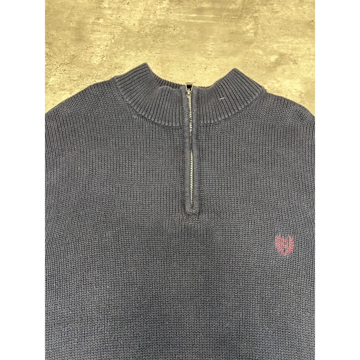 Vintage Chaps Ralph Lauren Embroidered Crest 1/4 Zip Knit Sweater Size XXL