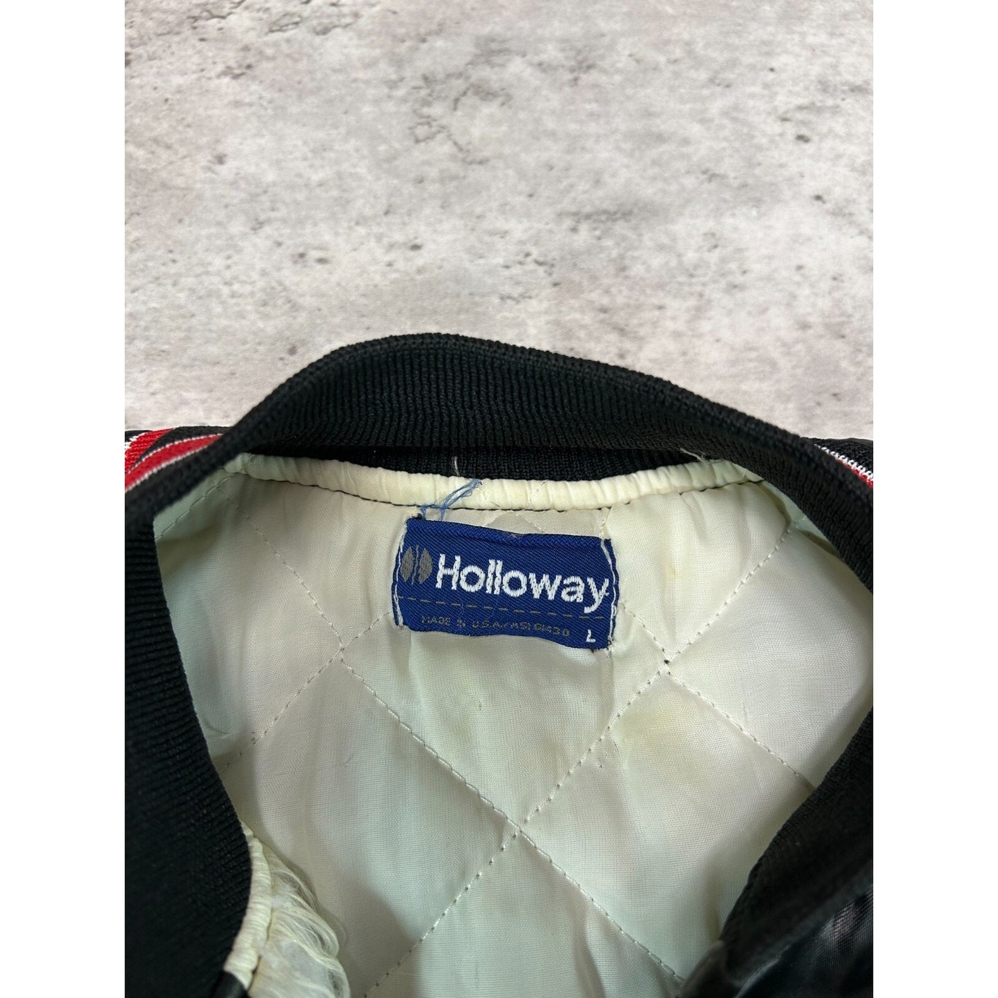 Vintage 80s Honda Of America Embroidered Satin Bomber Jacket Size Large Black