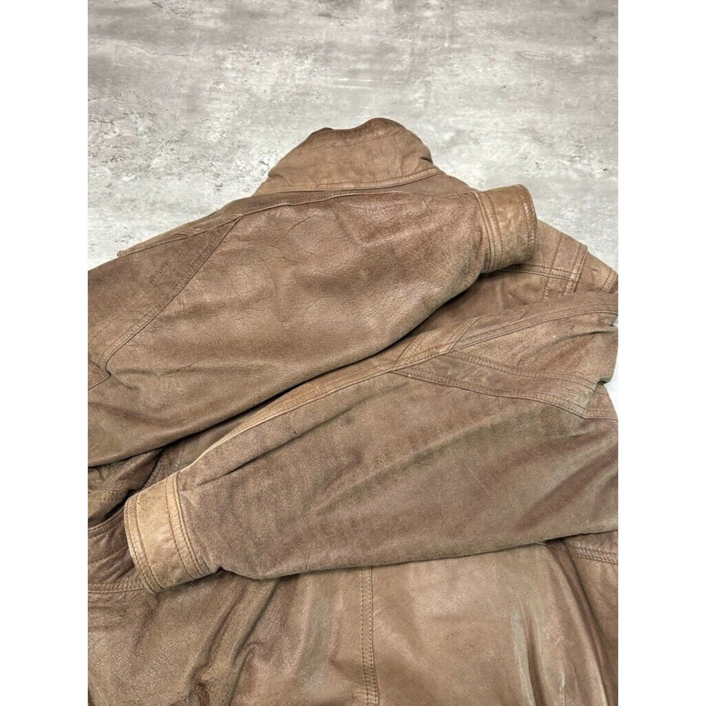 Vintage Adventure Bound Thinsulate Multi Pocket Leather Bomber Jacket Size Large Brown
