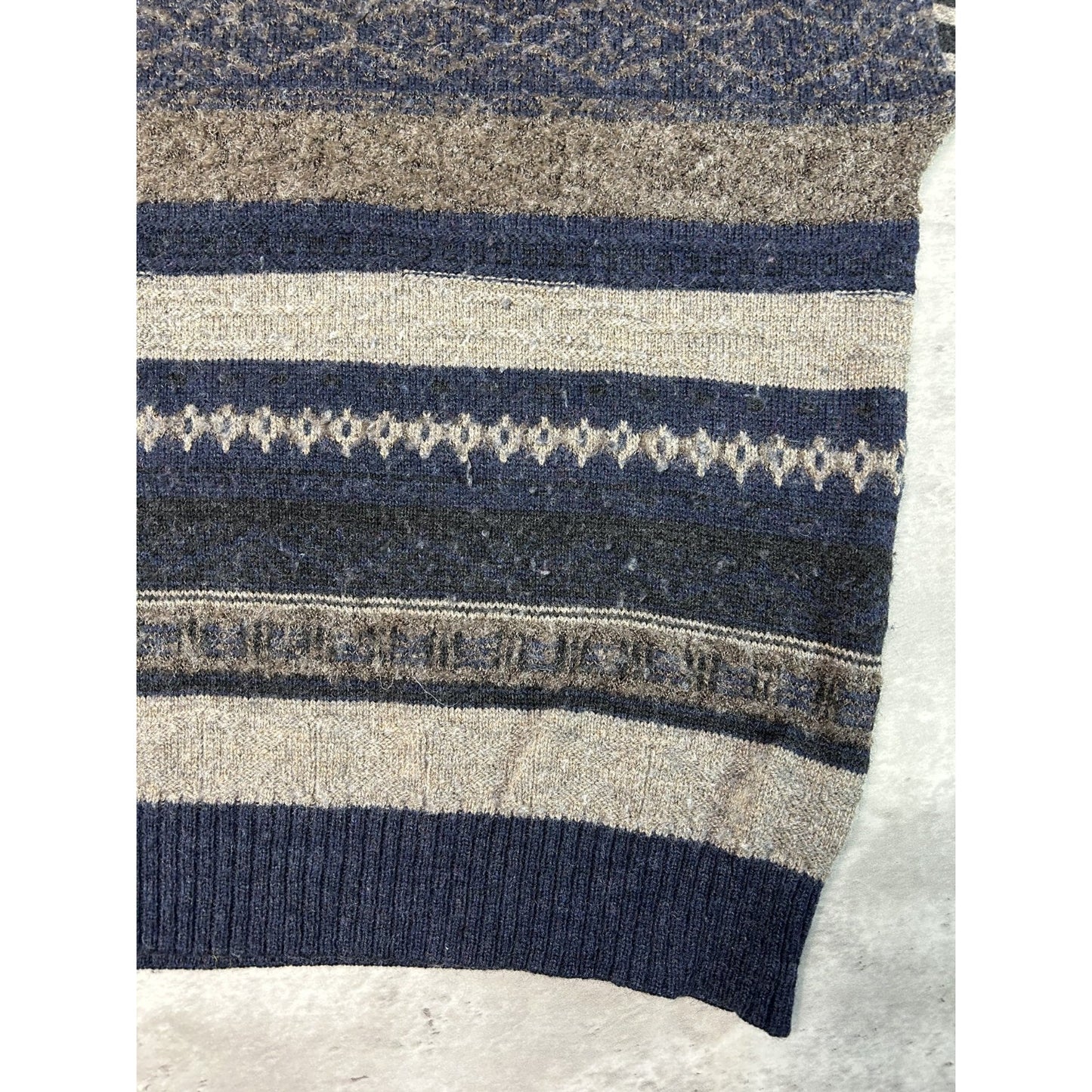 Vintage 90s Abstract Striped Pullover Ribbed Knit Sweater Size 2XL