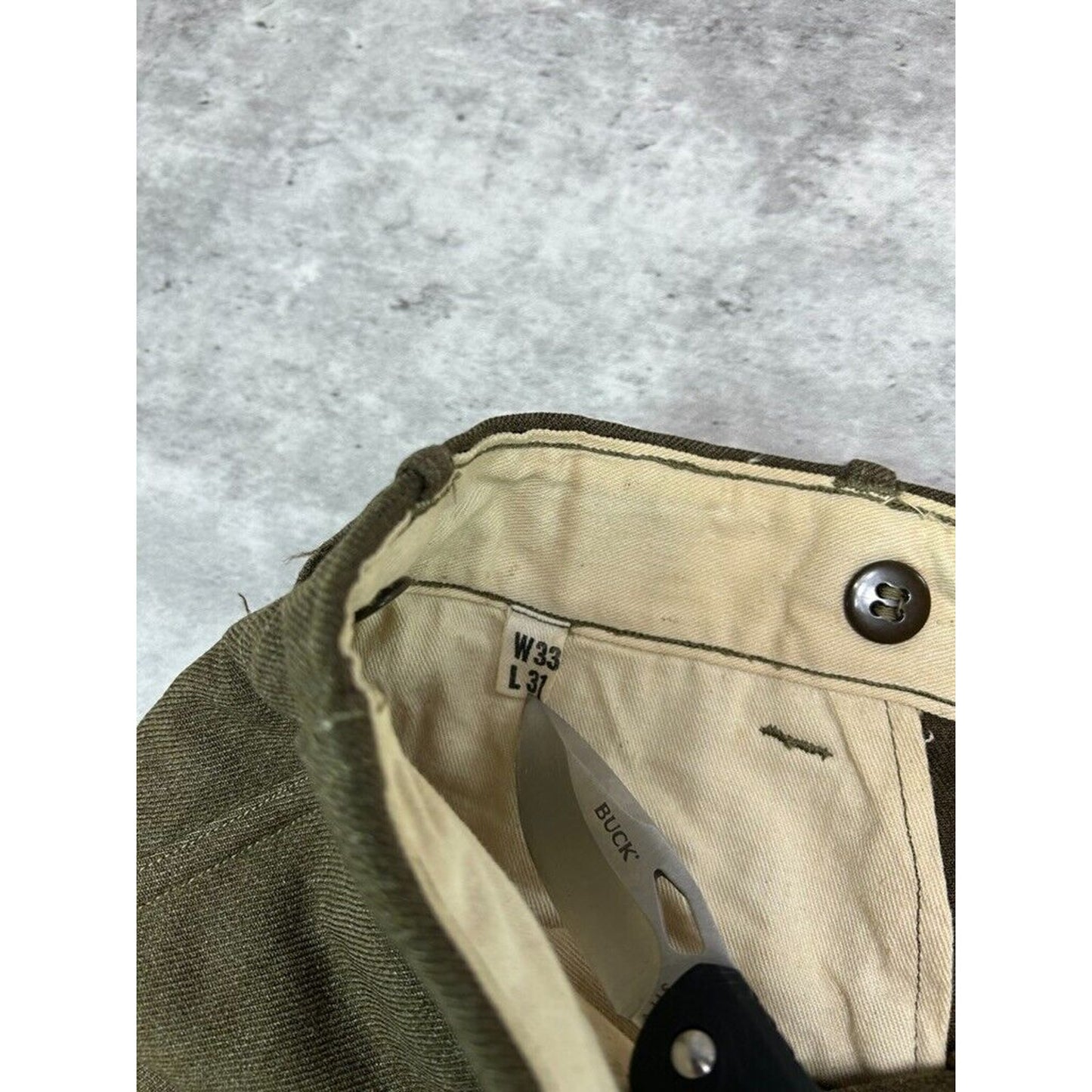 Vintage 1950s Wool Army Trouser Style Pants Size 32 Green