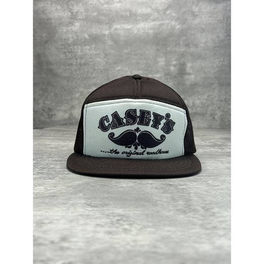 Vintage 90s Caseys Graphic Spellout Moustache Trucker Snapback Hat OSFA