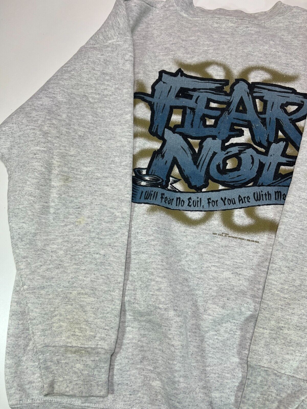 Vintage 1994 No Fear Fear Not Graphic Slogan Sports Sweatshirt Size Large