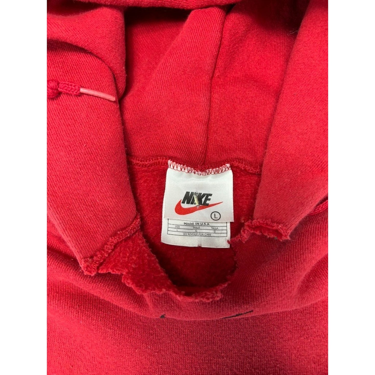 Vintage 90s Nike Embroidered Middle Swoosh Hooded Sweatshirt Size Large Red