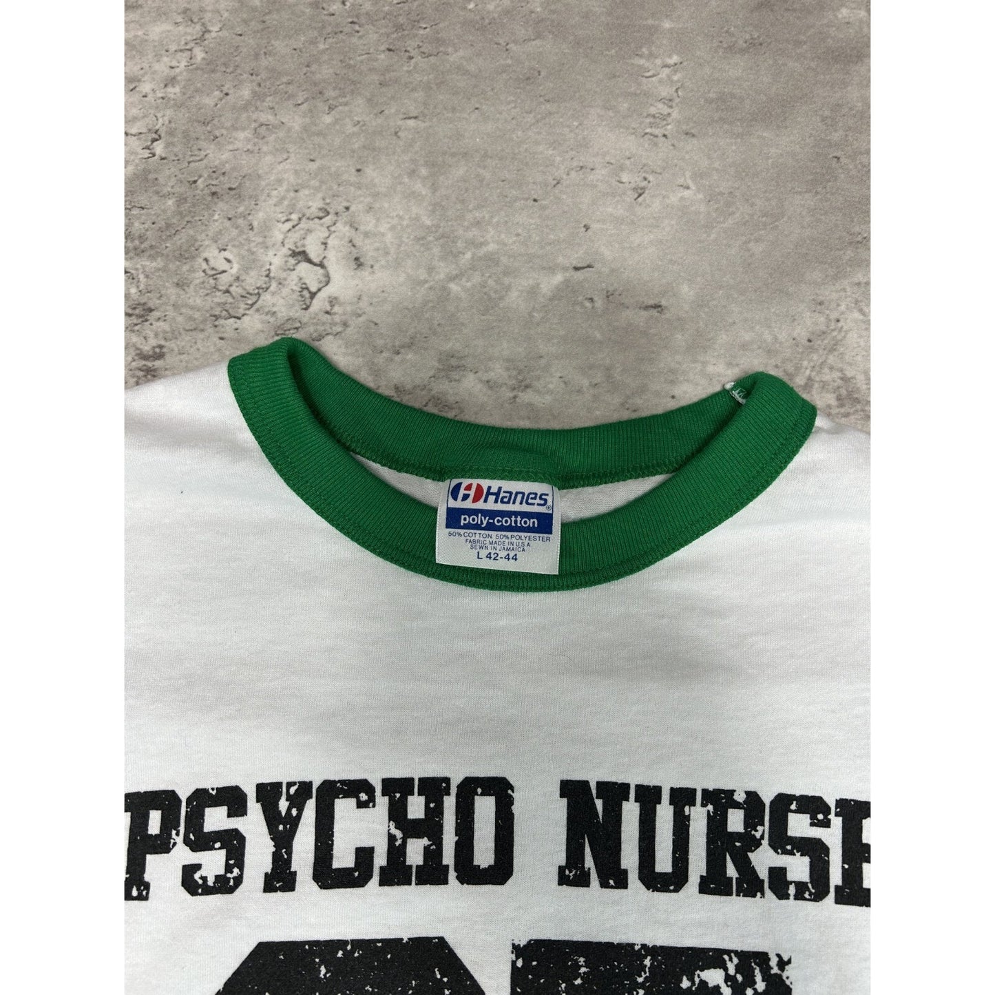 Vintage 80s Psycho Nurse Midlife Crisis Tour Ringer T-Shirt Size Large
