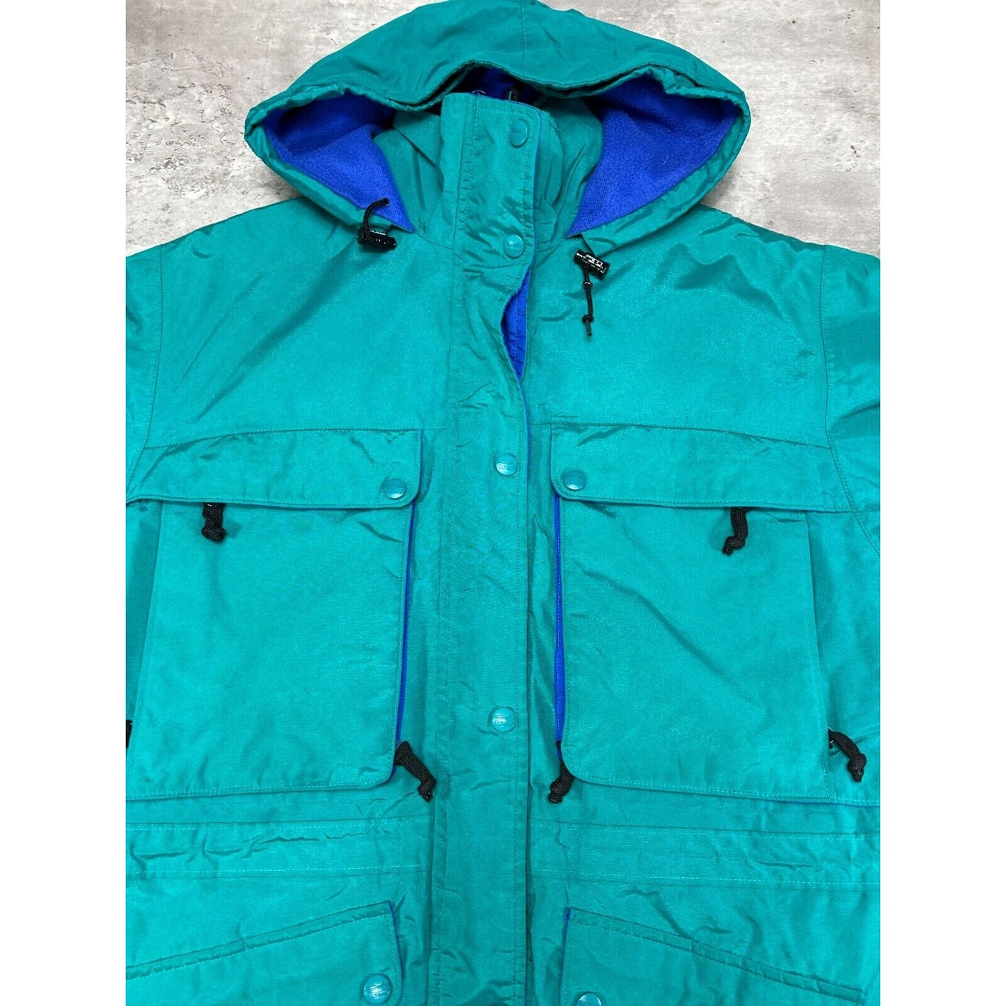 Vintage 90s L.L. Bean Nylon Multi Pocket Hooded Windbreaker Jacket Size Medium
