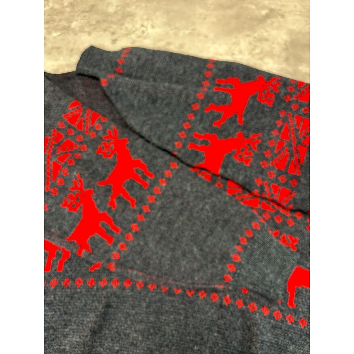 Vintage 90s Box Mondial Reindeer Pattern Print Pullover Knit Sweater Size Small