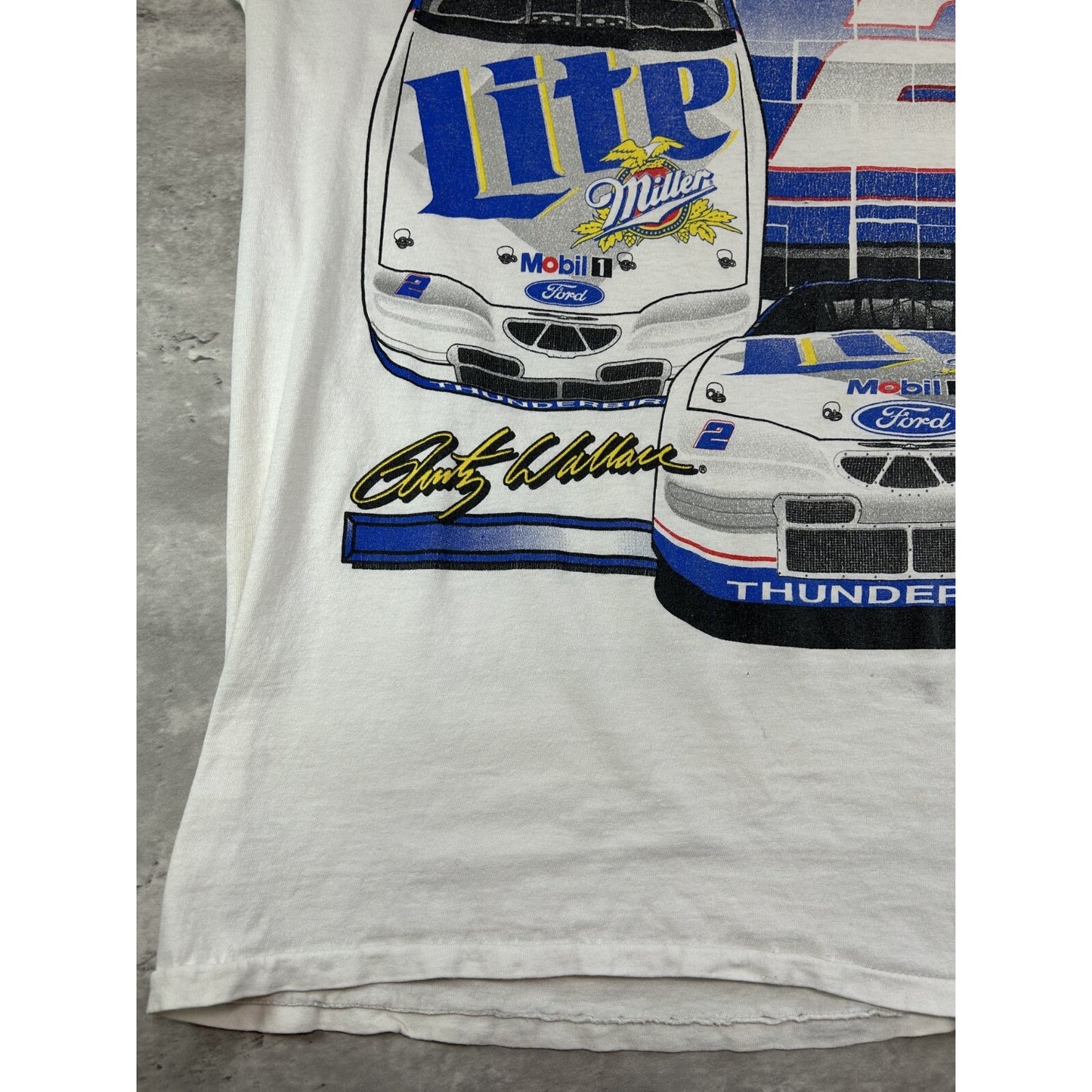Vintage Rusty Wallace #2 Nascar Miller Lite Big Graphic T-Shirt Size Large White