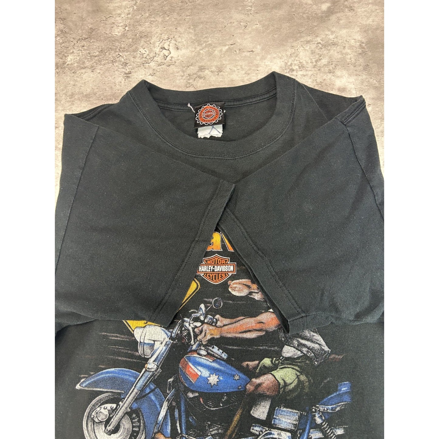 Vintage 2001 Harley Davidson Australia Kangaroo Motorcycle Graphic T-Shirt Sz L